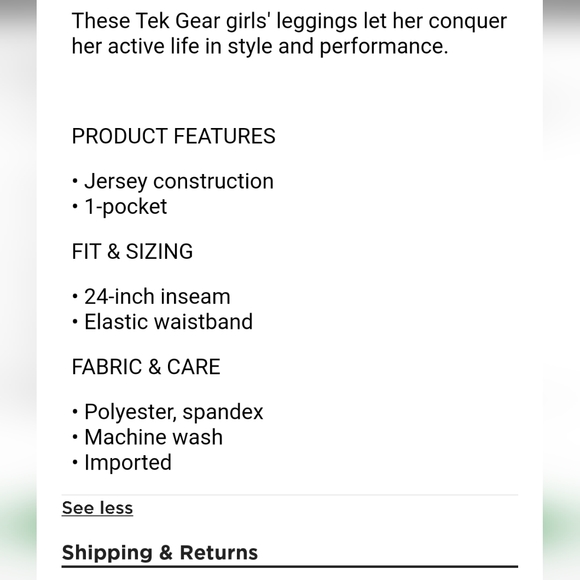 Tek Gear Girl Side pocket 7/8 legging - Picture 3 of 4